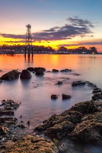Beautiful sunset in kendari bay, indonesia