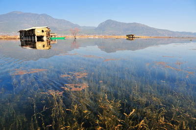 Scenic view of lake against sky