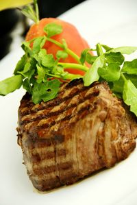 Close-up of food on barbecue grill