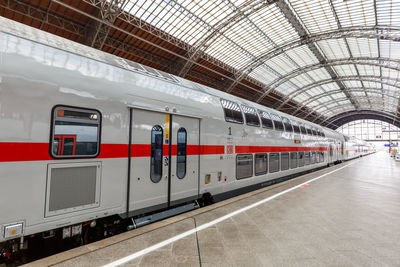 Train at railroad station platform