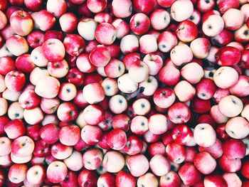 Full frame shot of apples for sale in market