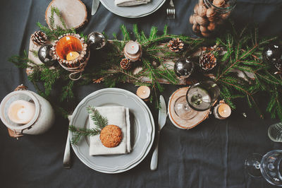 High angle view of food on table