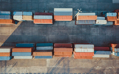 Aerial view of cargo containers at port