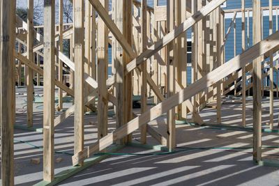 Metal railing of building in city