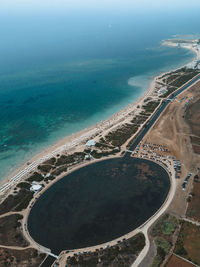 High angle view of sea against sky