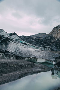 Scenic view of snow covered mountains