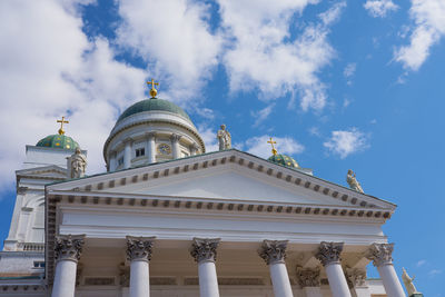Low angle view of temple building against sky