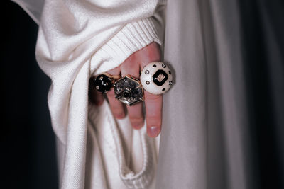 Fashion details of creative interesting rings with stones on women's fingers. fashion jewelry