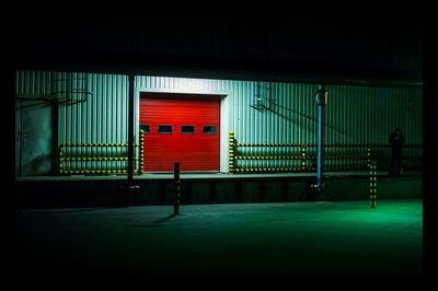 Illuminated building at night