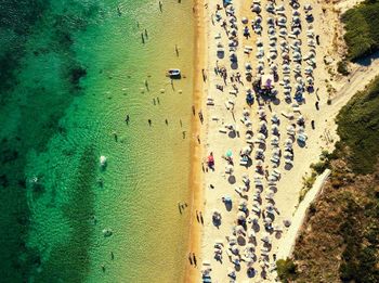 High angle view of people on beach