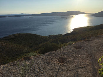High angle view of beach against sky
