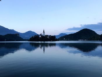 View of lake with mountain in background