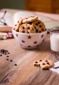 Close-up of cookies on table