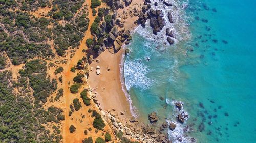 High angle view of beach