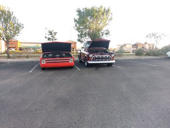 Cars parked on street