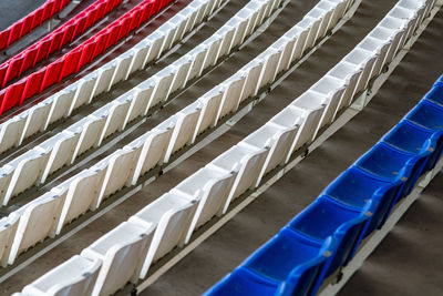 High angle view of empty chairs