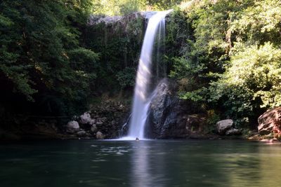 Scenic view of waterfall