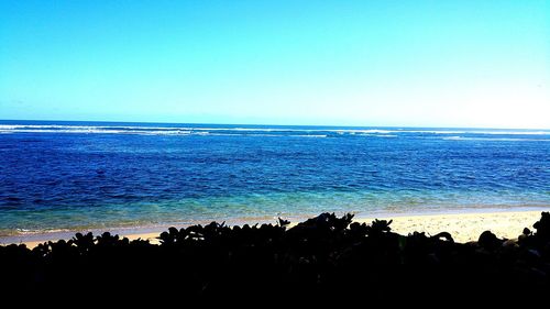 Scenic view of sea against clear sky