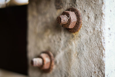 Close-up of rusty metal on wall