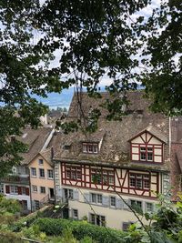 Low angle view of buildings in town