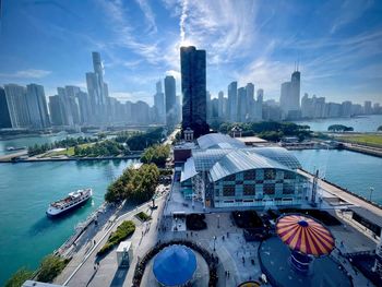 Sunset in chicago from the ferris wheel