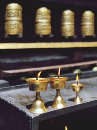 Tea light candles in temple