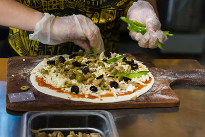 Close-up of pizza on table