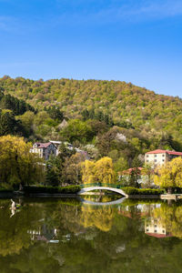 Dilijan, armenia - april 27, 2022 - beautiful view of small lake at dilijan city park on sunny day