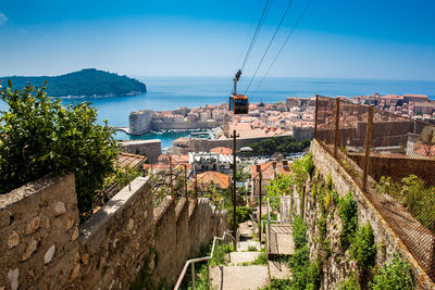 View of dubrovnik city and cable car taken from mount srd