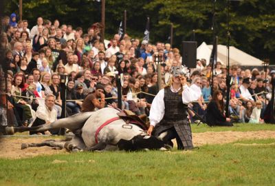 People relaxing on grassy field