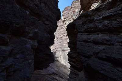 Low angle view of rock formation