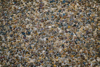 High angle view of stones on beach