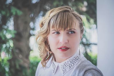 Close-up portrait of young woman