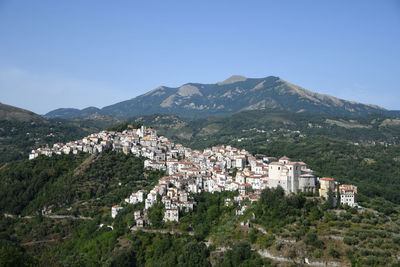 Panoramic view of rivello, old town of basilicata region, italy.