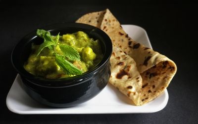 High angle view of meal served in plate