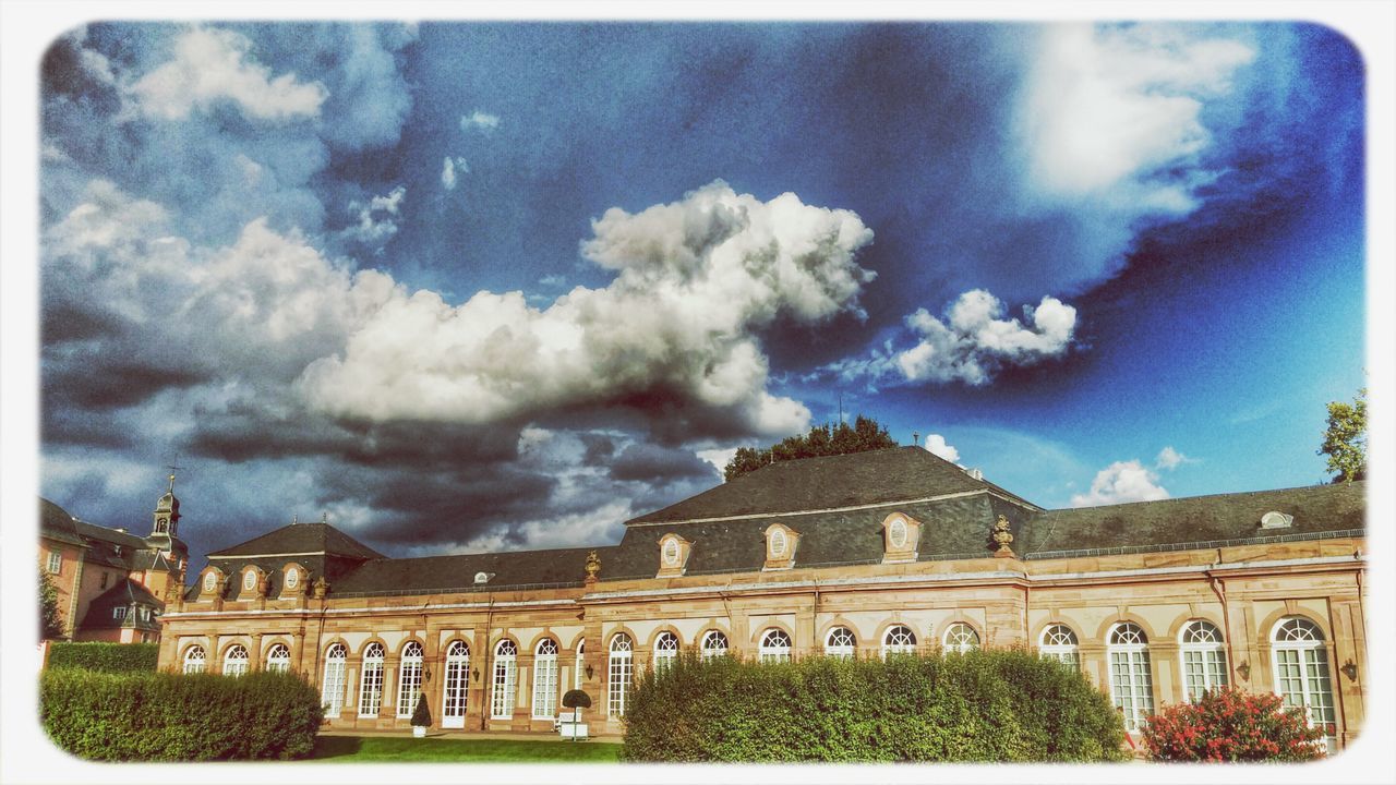 architecture, built structure, building exterior, transfer print, sky, cloud - sky, cloudy, auto post production filter, low angle view, cloud, history, arch, outdoors, window, day, overcast, weather, no people, travel destinations, facade