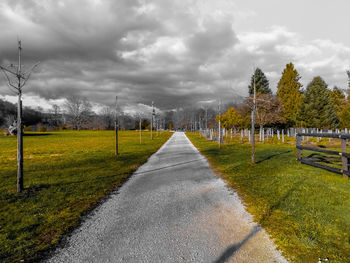 Road amidst green landscape against sky