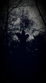 Silhouette man standing by bare tree against sky