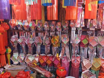 Various lanterns for sale at market stall