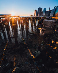 Sun shining through built structure