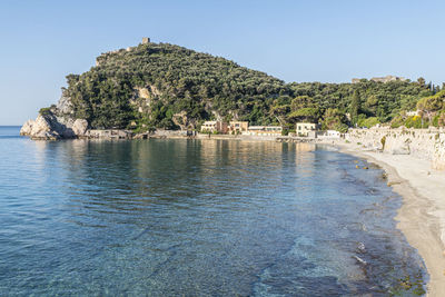 Scenic view of sea against clear sky