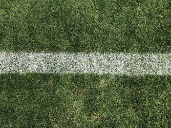 High angle view of soccer field