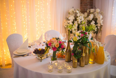 Flowers in vase on table