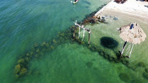 High angle view of sea