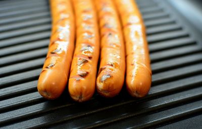 Close-up of pumpkins on barbecue grill