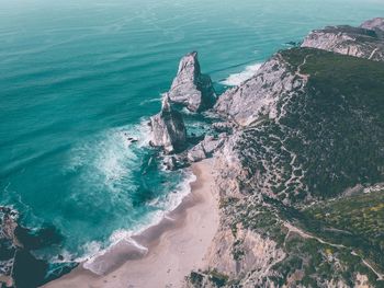 High angle view of beach