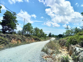 Road amidst trees against sky