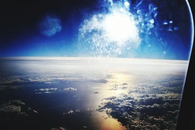 Scenic view of sea against blue sky