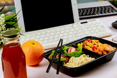 Close-up of food on table