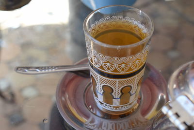 Close-up of tea served on table